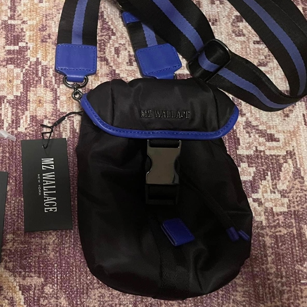 MZ Wallace Black/Cobalt micro Apex crossbody NEW